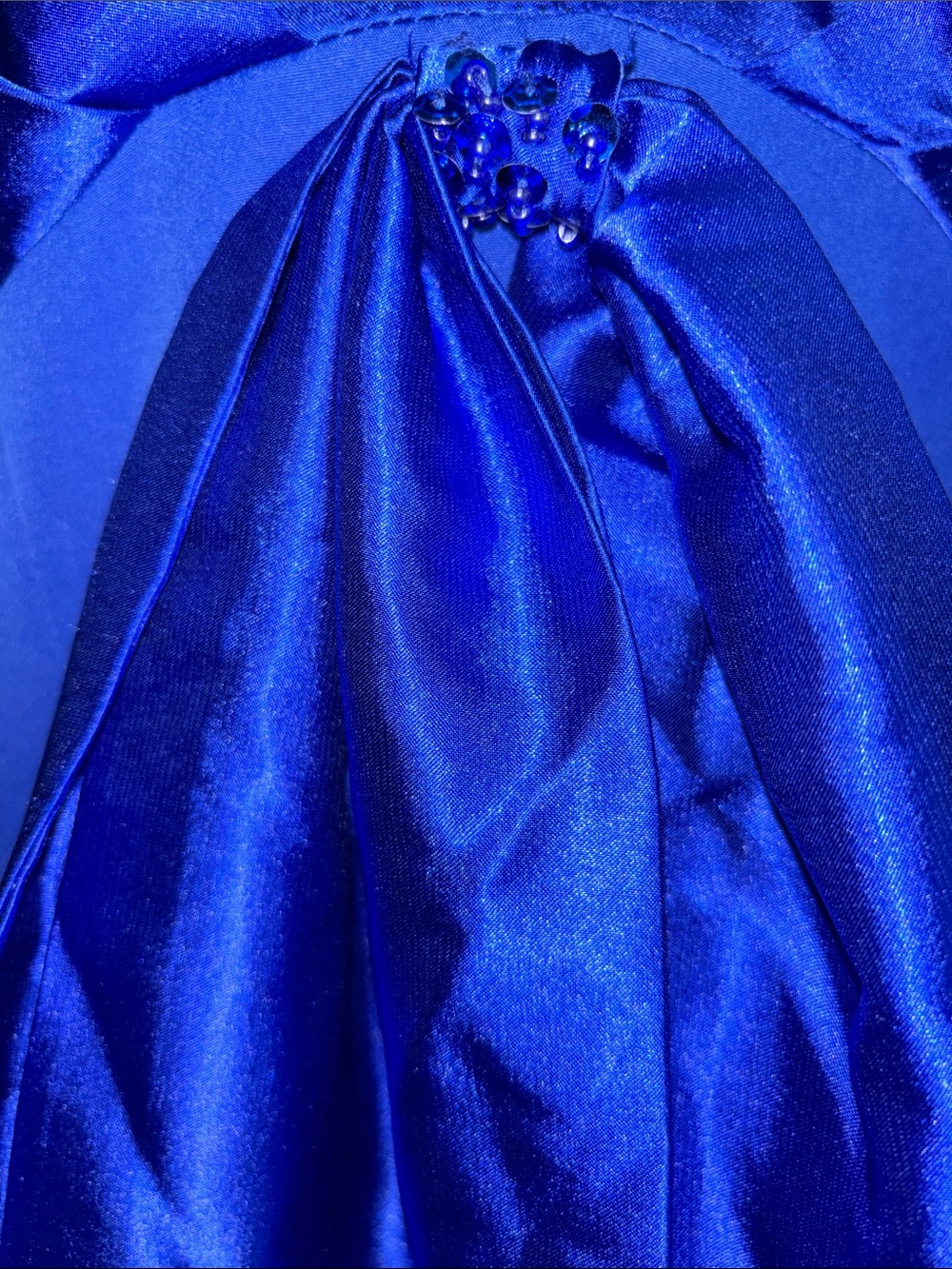 Royal Blue Satin Maxi Dress w/ Tie Front, P2P:21”, L:62”, NWT - Picture 6 of 10